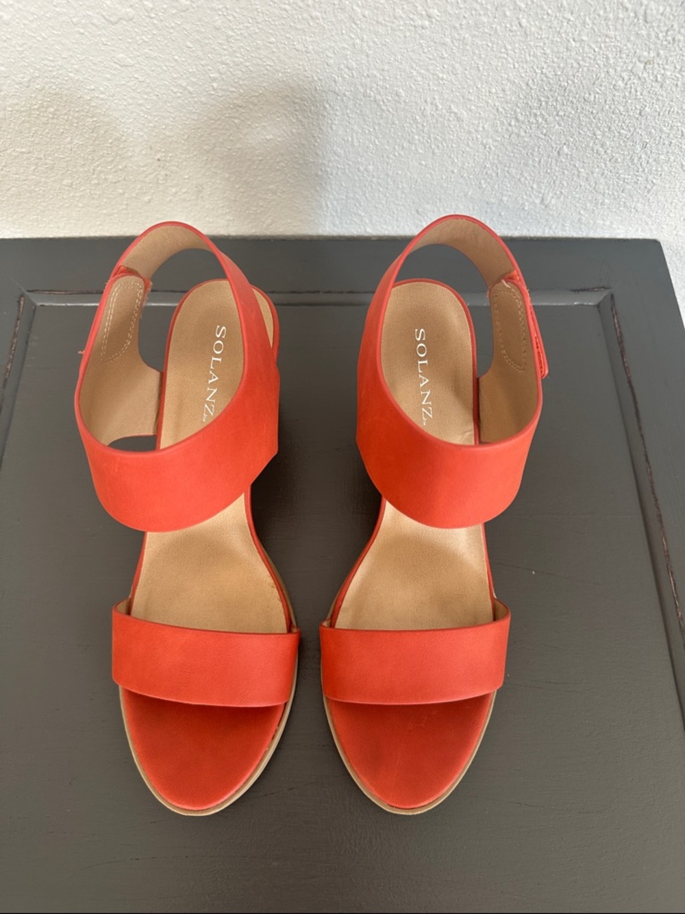 Solanz Red Slingback Sandals with Wide Front Strap